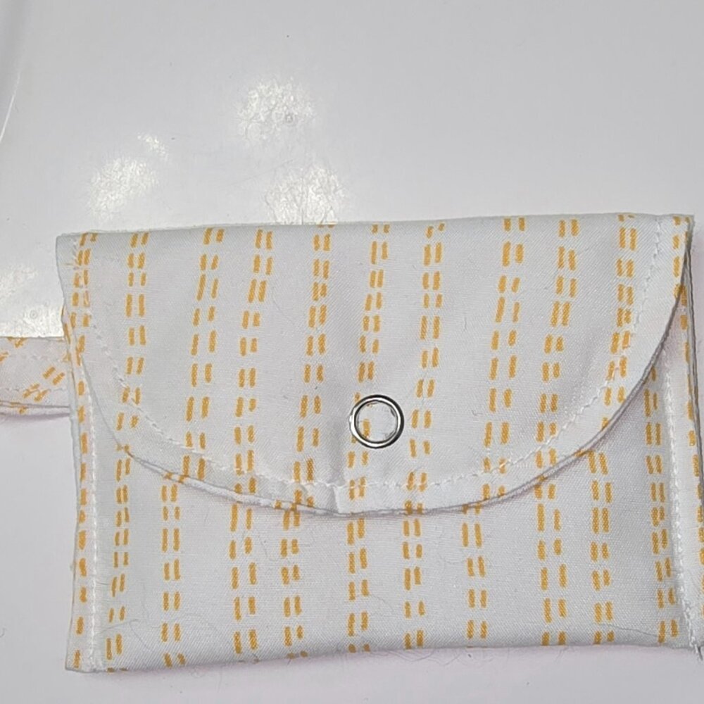 White & Yellow Fabric Mini Card/Money Holder 4.5" x 3" 💛 👌 ✨️